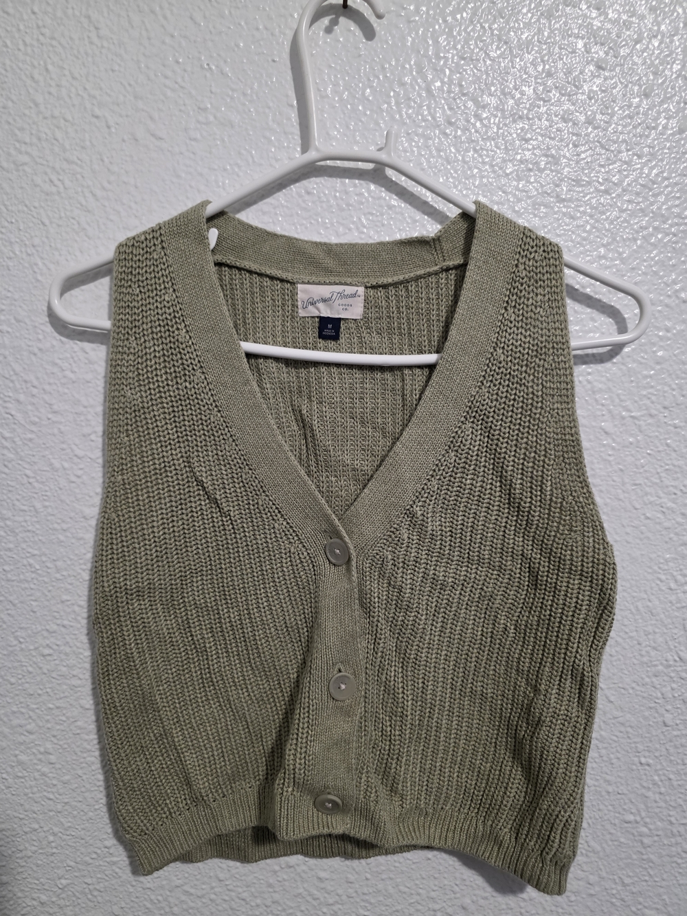 Universal Thread Olive Green V-Neck Button-Front Sweater Vest